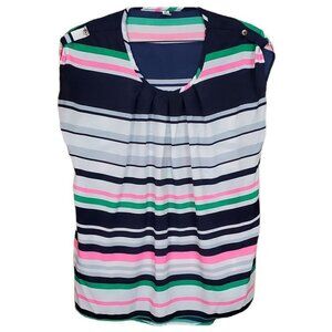 🚨040 Auditions Sleeveless Pleated Striped Tank Top